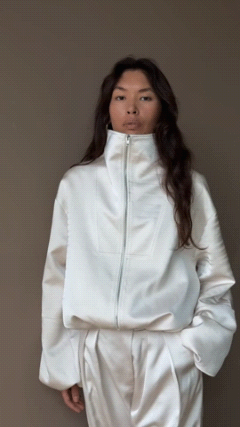 The Satin Bomber in Ivory