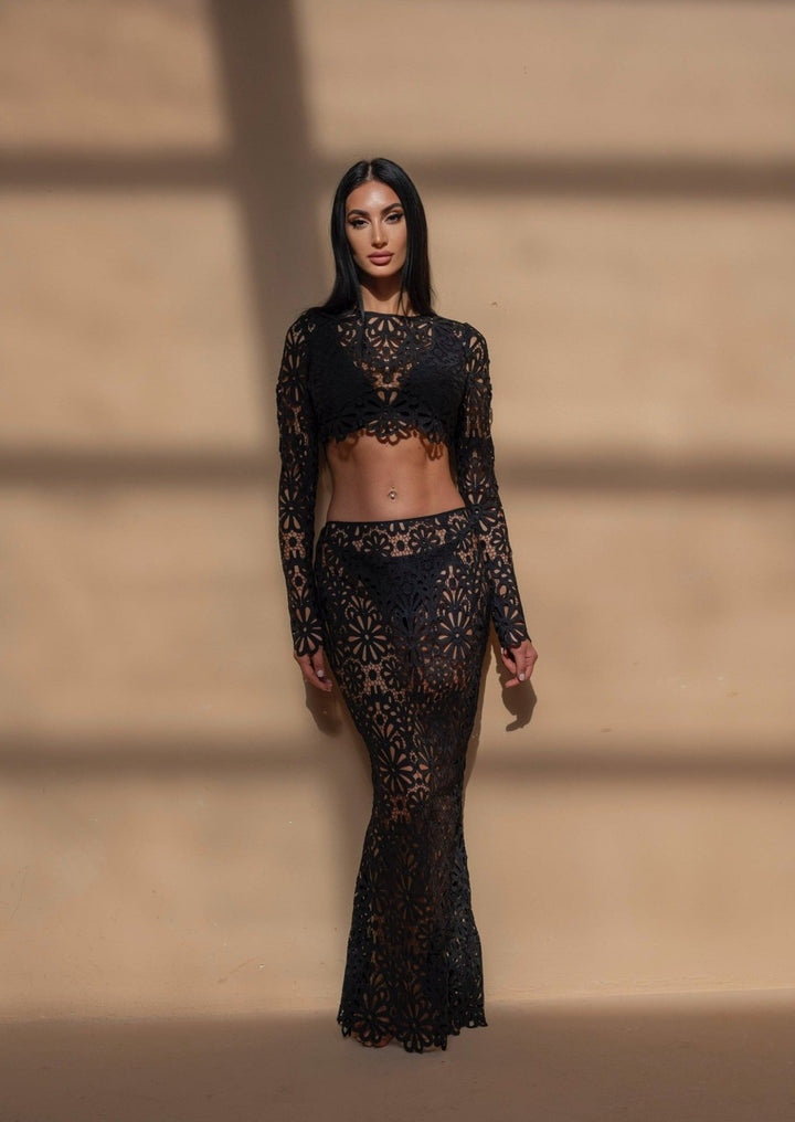Black Floral Maxi Skirt - www.melissaphair.com