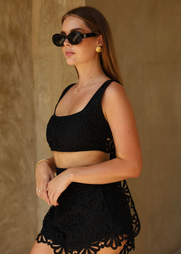 BLACK FLORAL MINI SHORTS - www.melissaphair.com