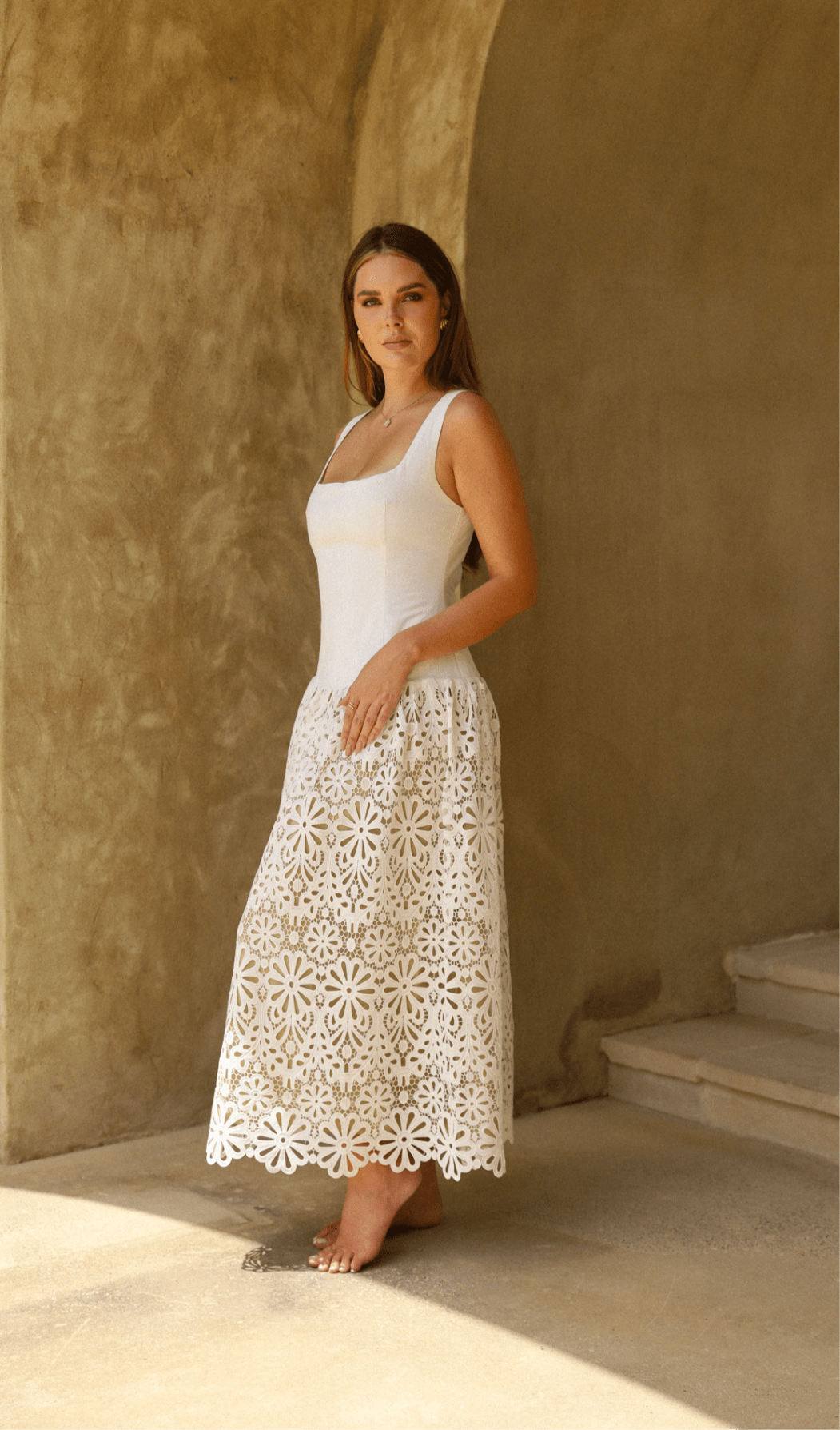 Crochet Drop Waist Midi Dress - www.melissaphair.com