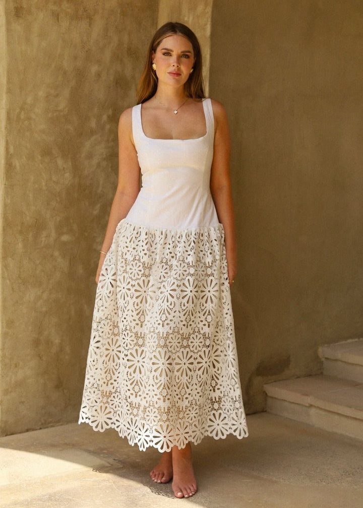 Crochet Drop Waist Midi Dress - www.melissaphair.com