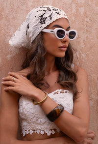 Mirelle Lace Headscarf in White