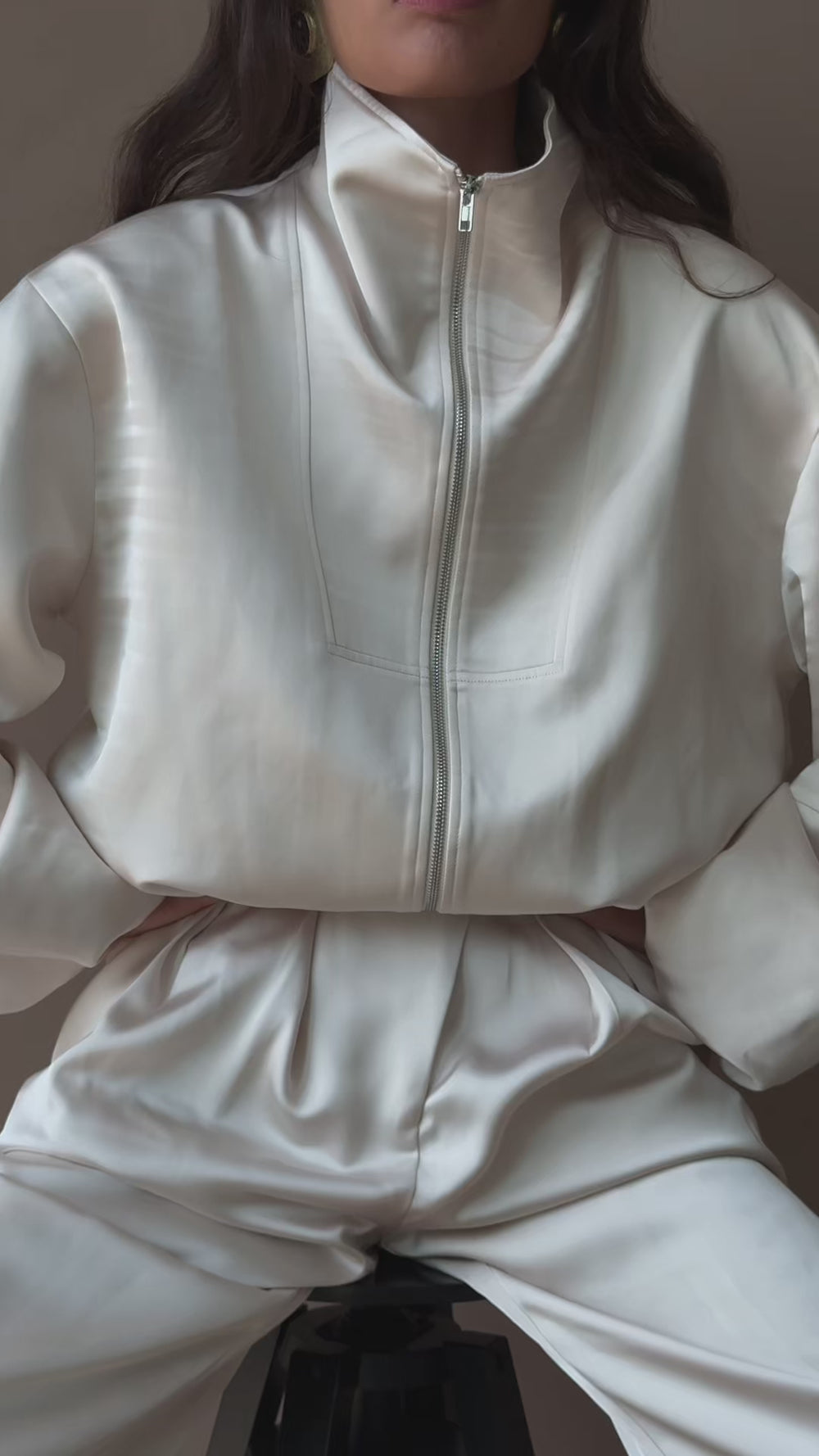 After Dark reel: Satin Bomber and Niamh Trousers