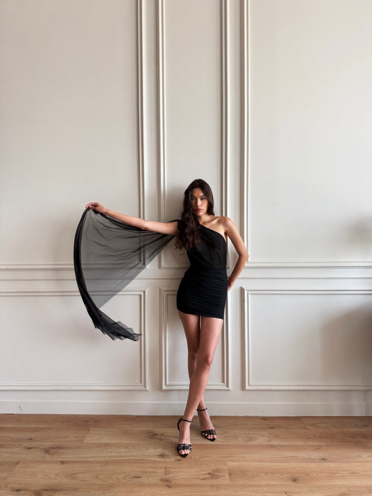 The Melissa Mesh Mini Dress in Black - Melissa Phair