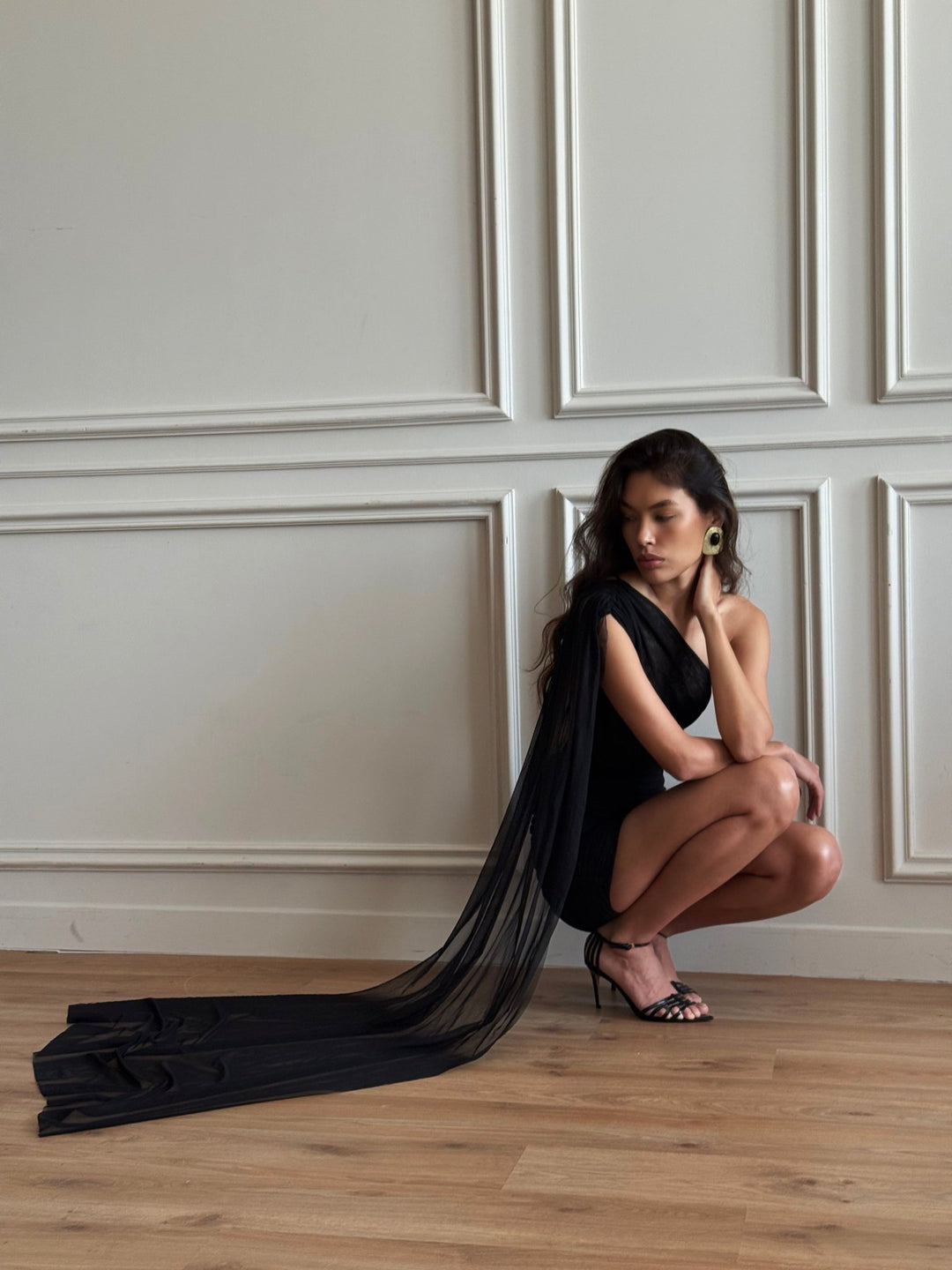 The Melissa Mesh Mini Dress in Black - Melissa Phair