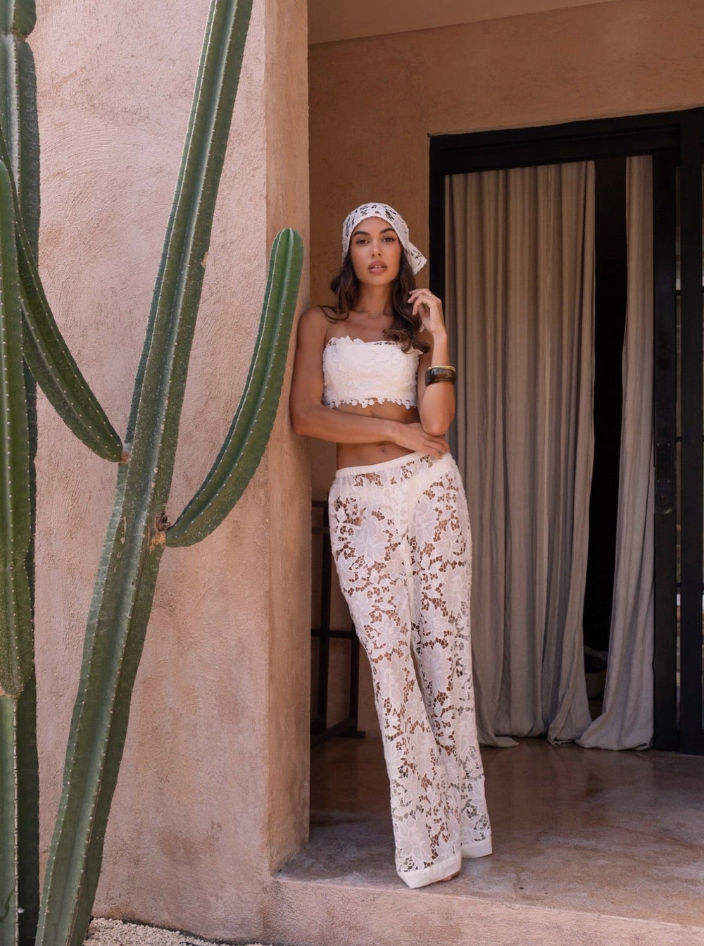 The Mirelle Lace Trousers in White - www.melissaphair.com