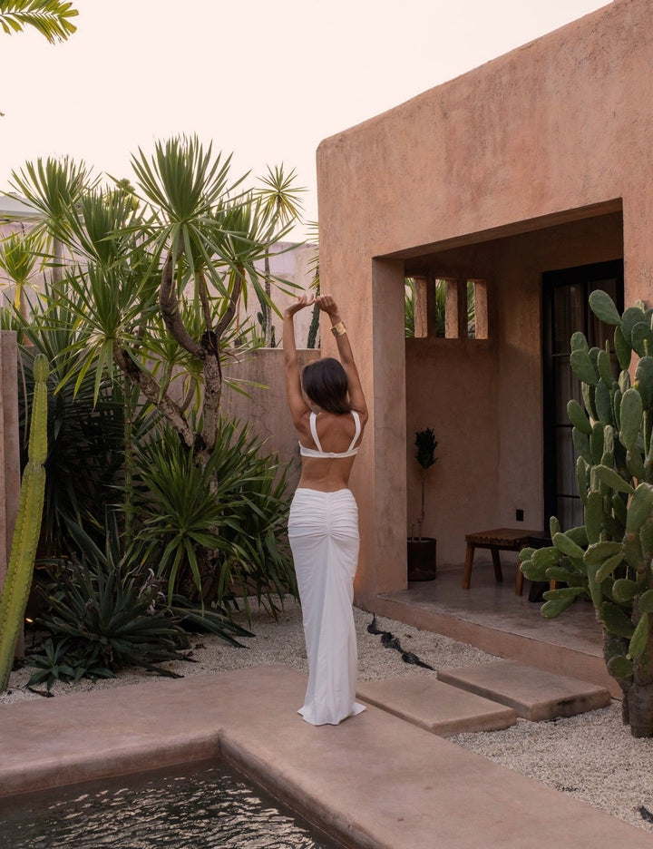 The Monaco Maxi Skirt in White - www.melissaphair.com