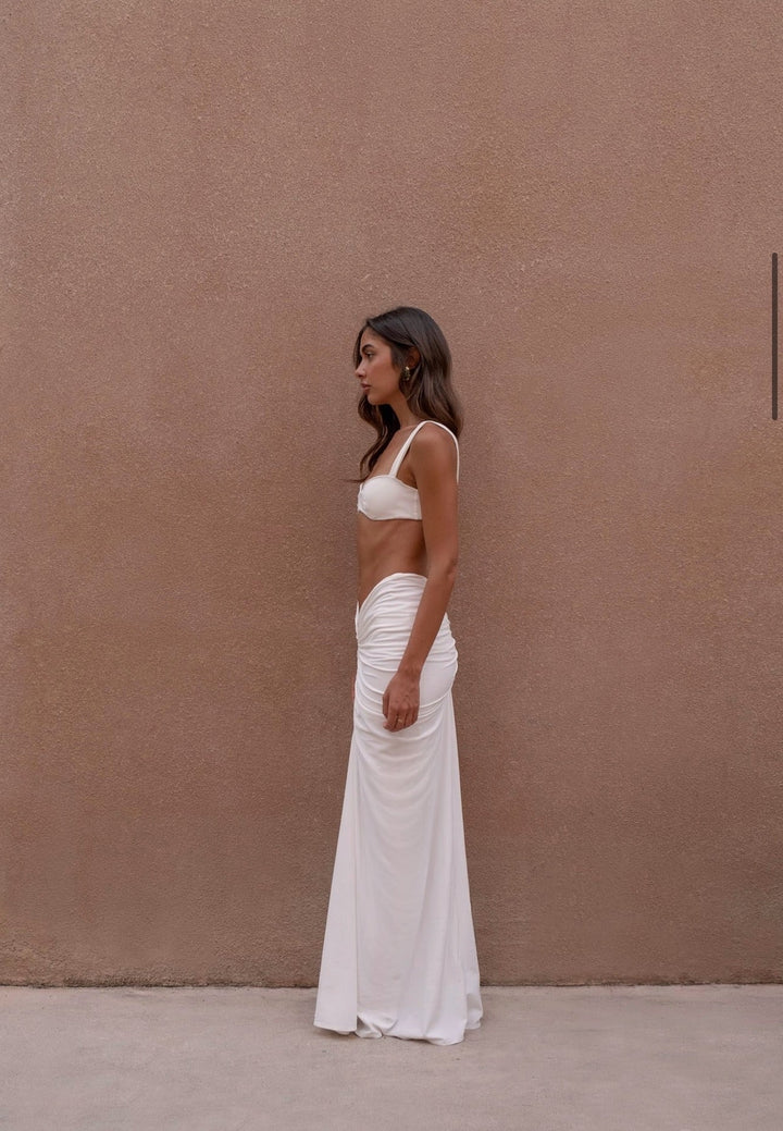 The Monaco Maxi Skirt in White - www.melissaphair.com