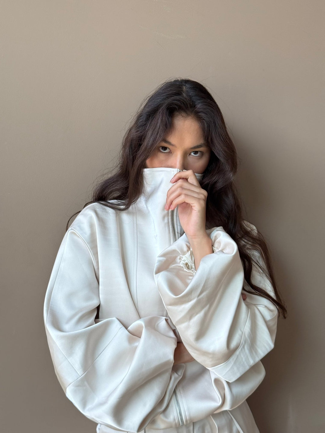The Satin Bomber in Ivory - Melissa Phair