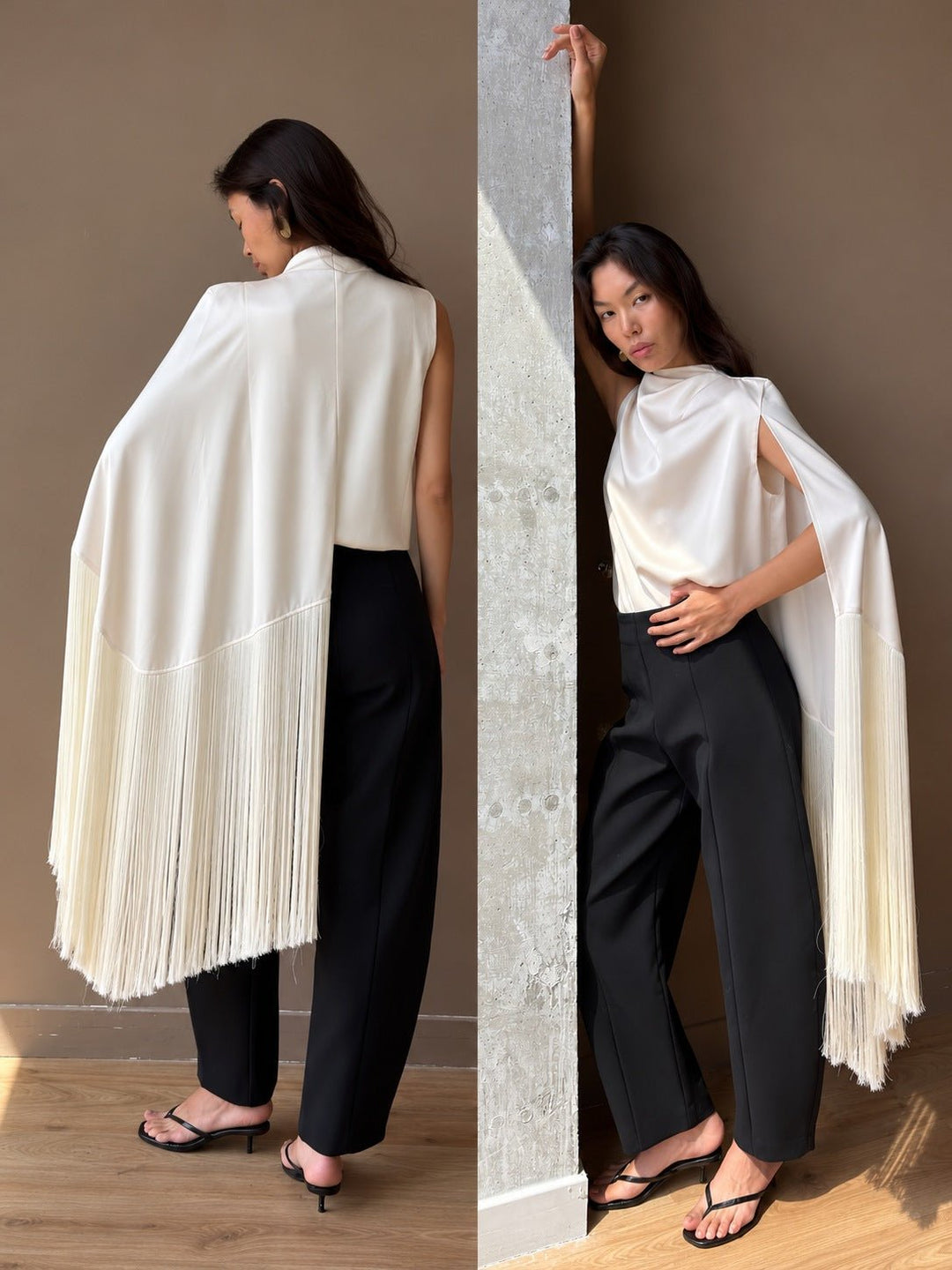 The Satin Tassel Top in Ivory - Melissa Phair