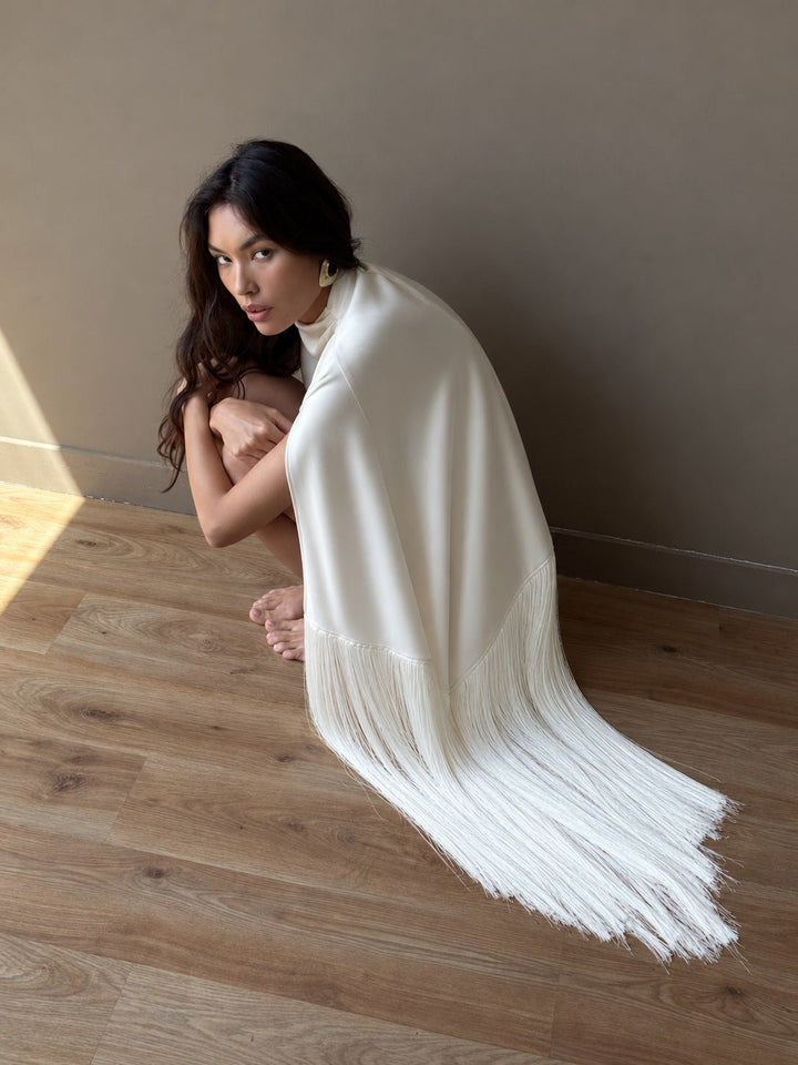 The Satin Tassel Top in Ivory - Melissa Phair
