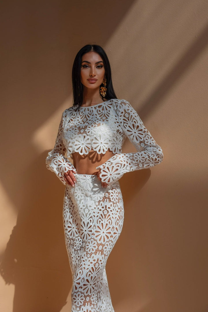 White Floral Crop Top - www.melissaphair.com