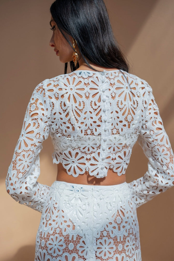 White Floral Crop Top - www.melissaphair.com
