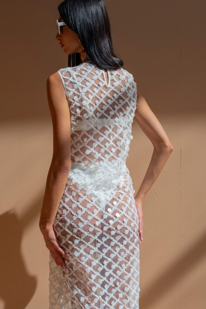 White Sparkle Beach Maxi Dress - www.melissaphair.com