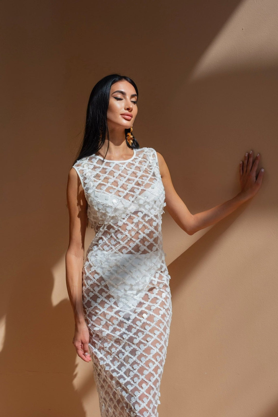 White Sparkle Beach Maxi Dress - www.melissaphair.com