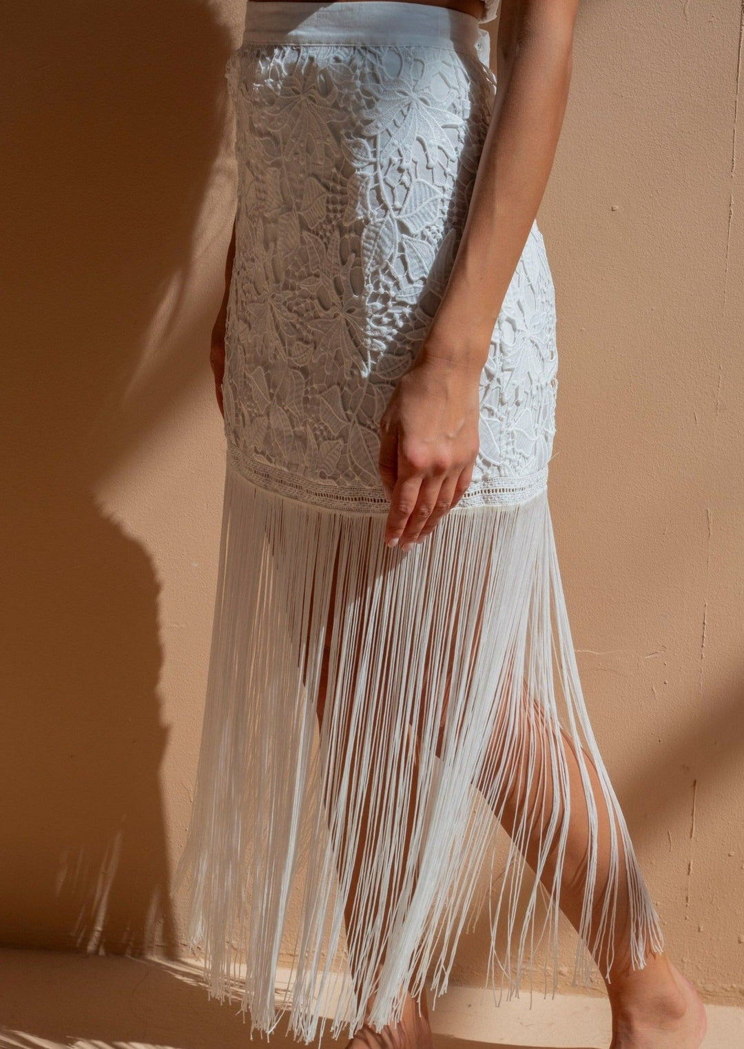 White Tassel Midi Skirt - www.melissaphair.com