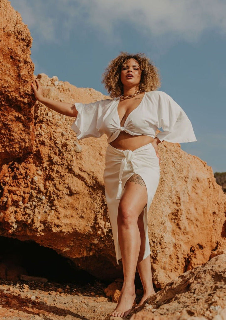 Freyja Wrap Top | White - www.melissaphair.com