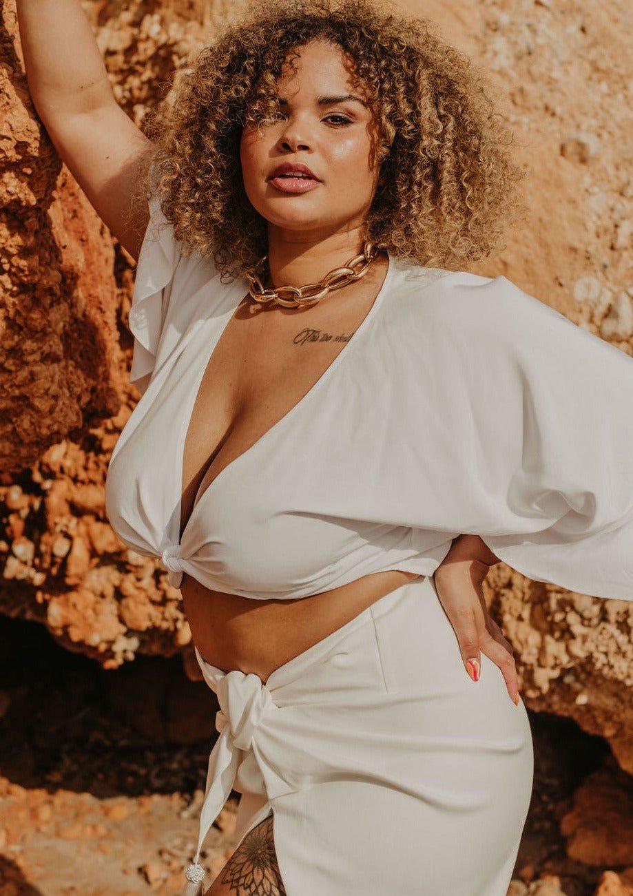 Freyja Wrap Top | White - www.melissaphair.com