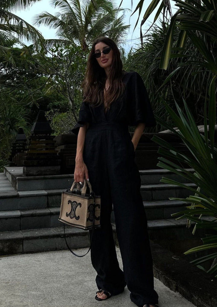 The Melissa Jumpsuit in Black Linen - www.melissaphair.com